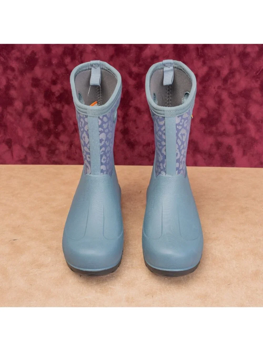 Bogs Youth Neo Classic II Waterproof Grey Blue Rubber Rain Boots size 6US EUR36